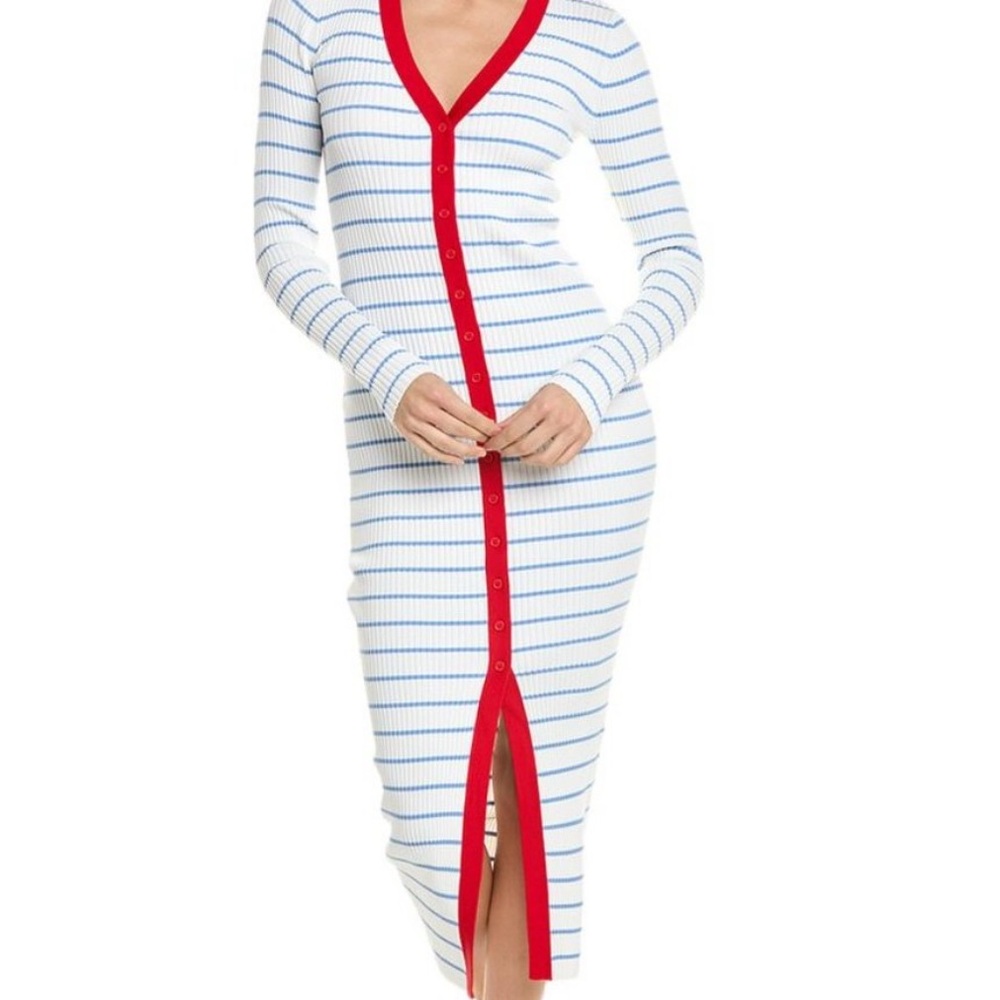 EUC STAUD Shoko Striped Midi Length Cardigan, Size M